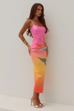 Load image into Gallery viewer, Kyra Scoop Neck Sequin Midi Dress - Tropical Ombré
