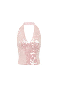 Adeluna Deep Plunge Halter Top - Light Pink