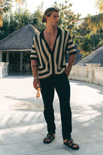 Load image into Gallery viewer, Theo Knit Shirt - Sand/Black
