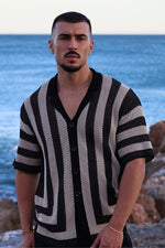 Load image into Gallery viewer, Theo Knit Shirt - Sand/Black
