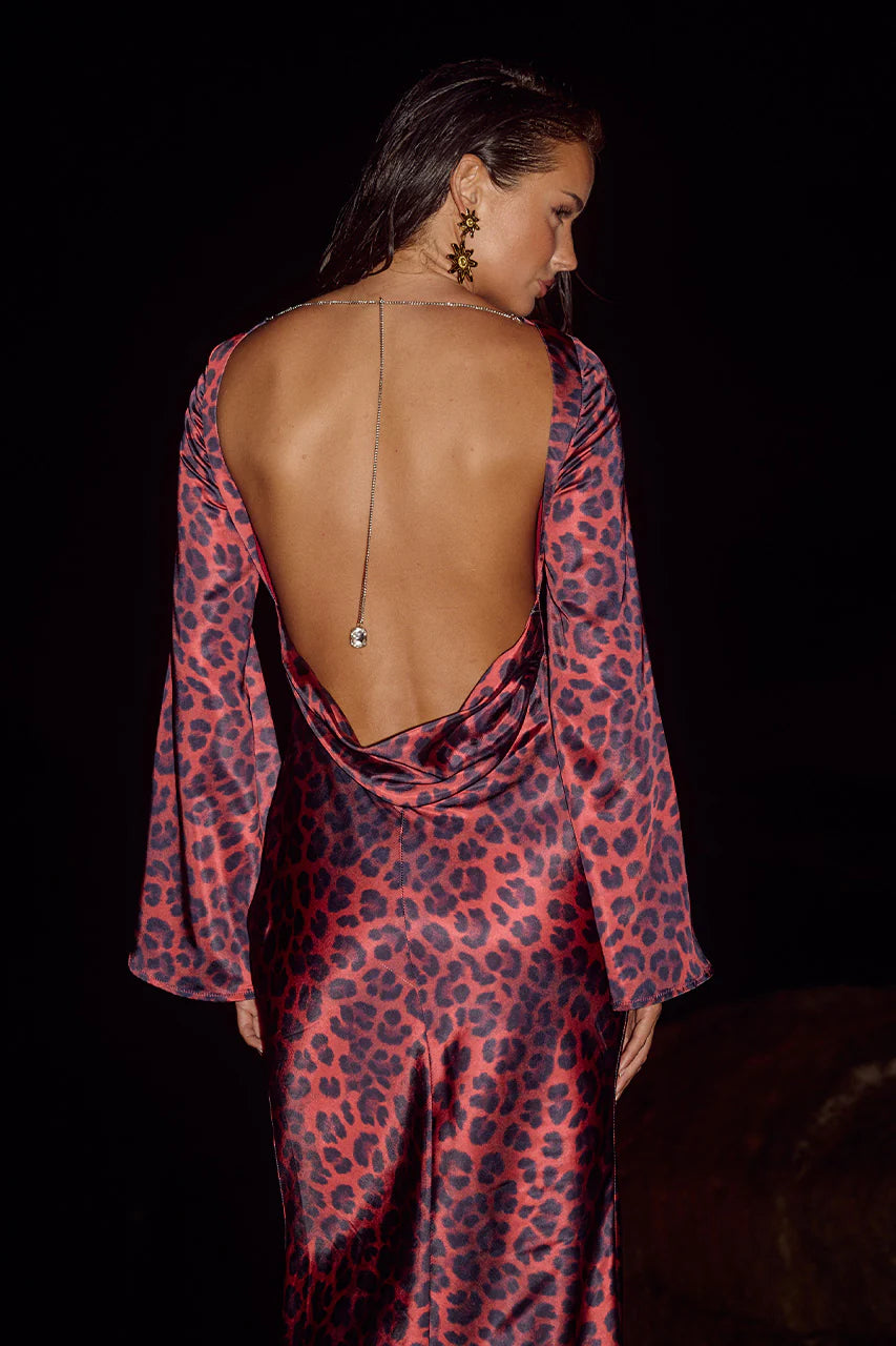 Xaria Maxi Dress - Red Leopard