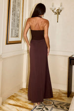 Load image into Gallery viewer, Zareya Halter Bustier Maxi Dress - Bitter Chocolate
