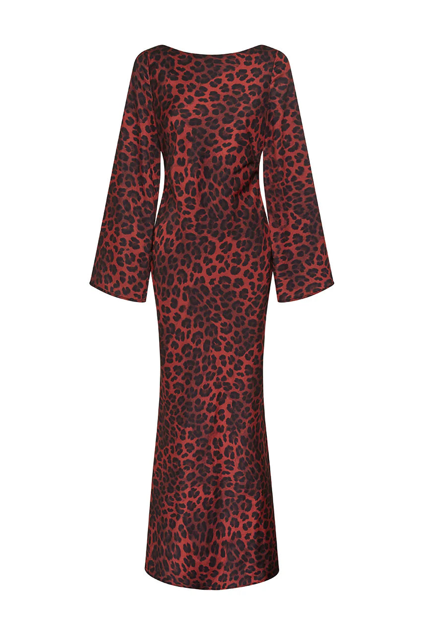 Xaria Maxi Dress - Red Leopard