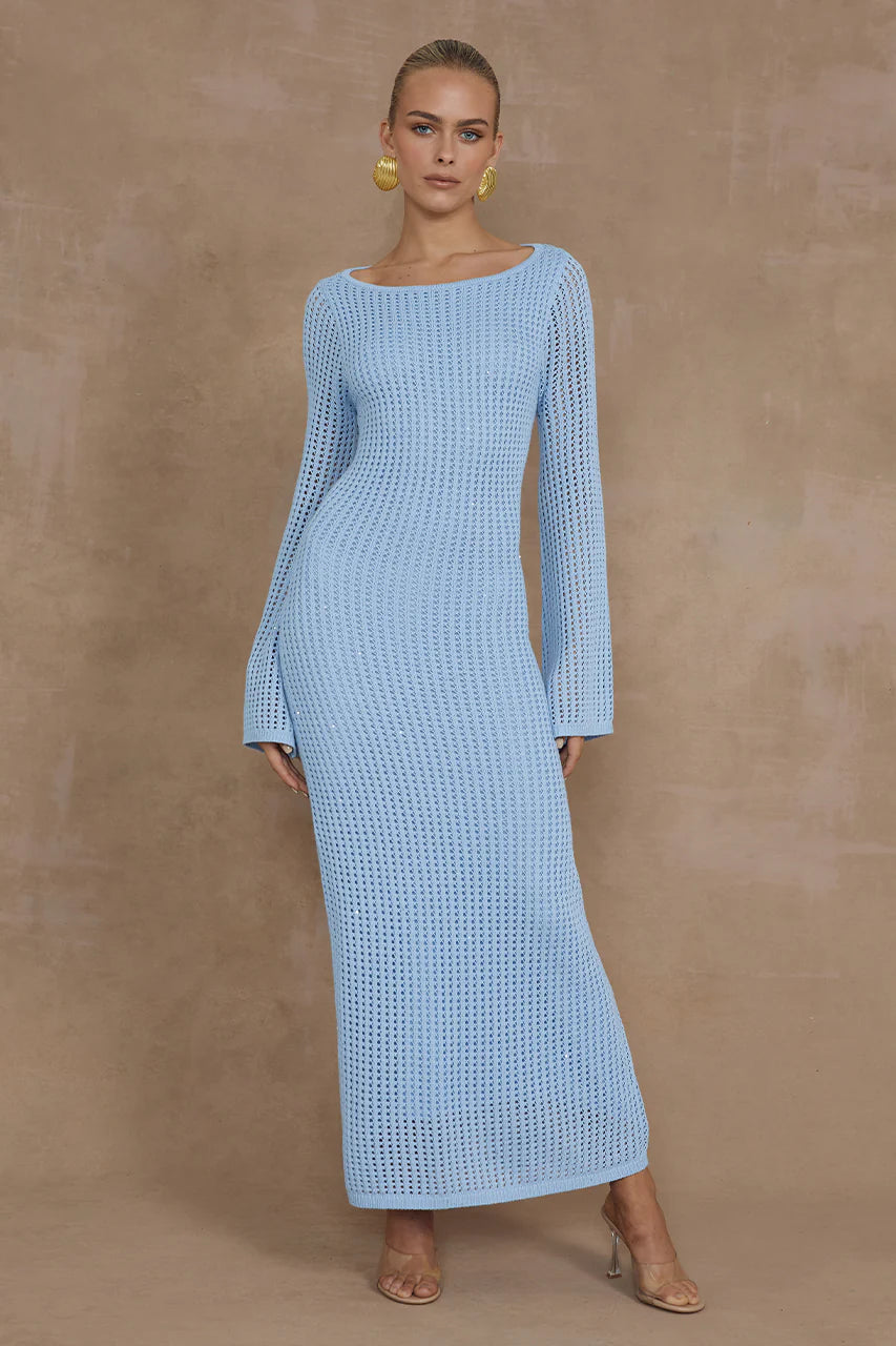 Tashani Midi Dress - Light Blue