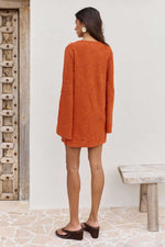 Load image into Gallery viewer, Inferno Long Sleeve Knit Mini Dress - Orange
