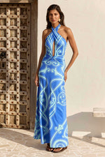 Load image into Gallery viewer, Rommi Twist Halter Maxi Dress - Rommi Blue
