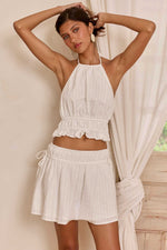 Load image into Gallery viewer, Shauna Gathered Halter Top - White
