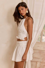 Load image into Gallery viewer, Shauna Gathered Halter Top - White
