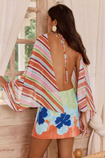 Load image into Gallery viewer, Haisley Poncho Open Back Mini Dress - Montario Blue
