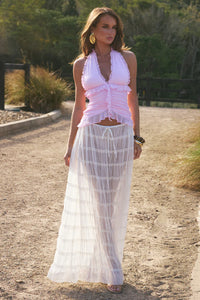 Della V-Neck Ruffle Top - Petal