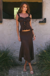 Roxelle Handkerchief Midi Skirt - Bitter Chocolate