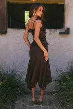 Load image into Gallery viewer, Roxelle Handkerchief Midi Skirt - Bitter Chocolate
