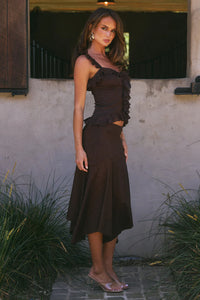 Roxelle Handkerchief Midi Skirt - Bitter Chocolate