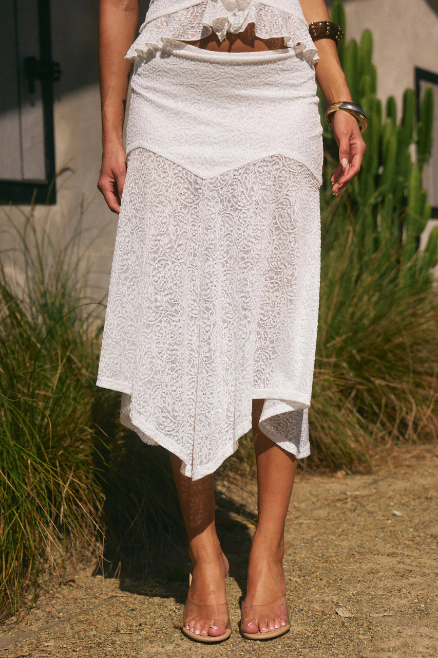 Roxelle Handkerchief Midi Skirt - White