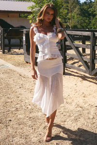 Roxelle Handkerchief Midi Skirt - White