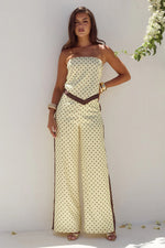 Load image into Gallery viewer, Milani Relaxed Satin Pant - Lemon/Choc Polka
