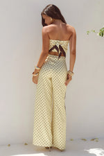 Load image into Gallery viewer, Milani Relaxed Satin Pant - Lemon/Choc Polka
