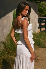Load image into Gallery viewer, Roxelle Ruffle Split Front Top - White
