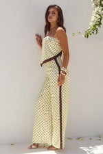 Load image into Gallery viewer, Milani Relaxed Satin Pant - Lemon/Choc Polka

