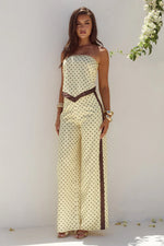 Load image into Gallery viewer, Milani Relaxed Satin Pant - Lemon/Choc Polka
