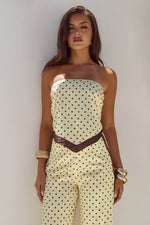 Load image into Gallery viewer, Milani Satin Scarf Top - Lemon/Choc Polka
