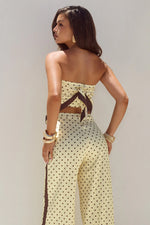 Load image into Gallery viewer, Milani Satin Scarf Top - Lemon/Choc Polka
