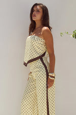Load image into Gallery viewer, Milani Satin Scarf Top - Lemon/Choc Polka
