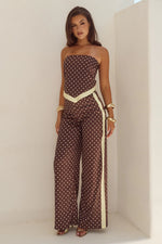 Load image into Gallery viewer, Milani Relaxed Satin Pant - Choc/Lemon Polka
