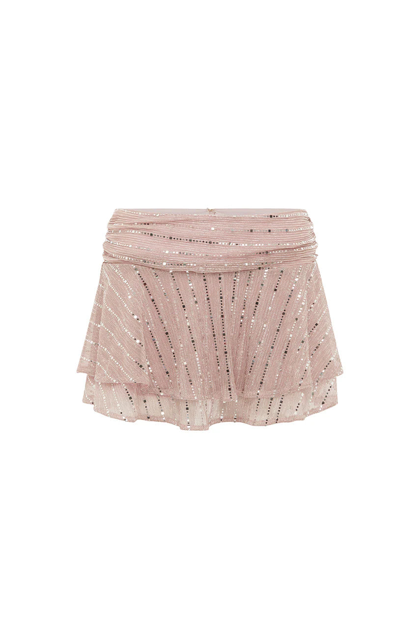 Nerissa Double Ruffle Mini Skirt - Musk