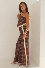 Load image into Gallery viewer, Milani Relaxed Satin Pant - Choc/Lemon Polka
