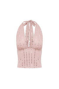 Nerissa V-Neck Halter Top - Musk