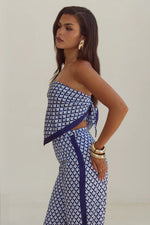 Load image into Gallery viewer, Milani Satin Scarf Top - Navy Geo
