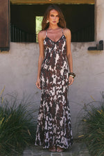 Load image into Gallery viewer, Aminah V-Neck Cross Back Maxi Dress - Shiloh Brown
