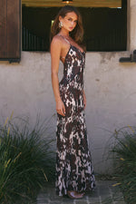 Load image into Gallery viewer, Aminah V-Neck Cross Back Maxi Dress - Shiloh Brown
