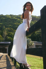 Load image into Gallery viewer, Fernanda Plunge Halter Maxi Dress - White
