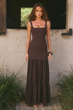 Load image into Gallery viewer, Tahlia Square Neck Maxi Dress - Bitter Chocolate
