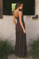 Load image into Gallery viewer, Tahlia Square Neck Maxi Dress - Bitter Chocolate
