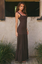 Load image into Gallery viewer, Tahlia Square Neck Maxi Dress - Bitter Chocolate
