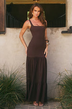 Load image into Gallery viewer, Tahlia Square Neck Maxi Dress - Bitter Chocolate
