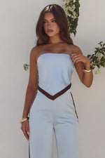 Load image into Gallery viewer, Tina Scarf Top - Sky Blue/Chocolate
