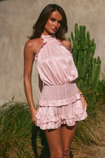 Load image into Gallery viewer, Poppy High Neck Ruffle Mini Dress - Petal
