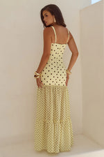 Load image into Gallery viewer, Tillie Sheer Bottom Maxi Dress - Lemon/Choc Polka
