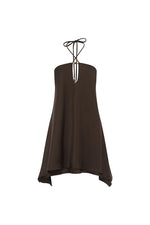 Load image into Gallery viewer, Freya Flowy Halter Mini Dress - Bitter Chocolate
