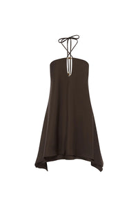 Freya Flowy Halter Mini Dress - Bitter Chocolate