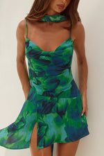 Load image into Gallery viewer, Alora Scoop Neck Mini Dress - Calista Green
