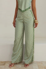 Load image into Gallery viewer, Milani Relaxed Satin Pant - Sage Geo
