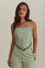 Load image into Gallery viewer, Milani Satin Scarf Top - Sage Geo

