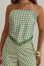 Load image into Gallery viewer, Milani Satin Scarf Top - Sage Geo
