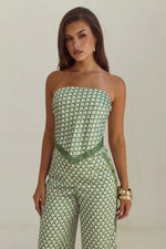 Load image into Gallery viewer, Milani Satin Scarf Top - Sage Geo
