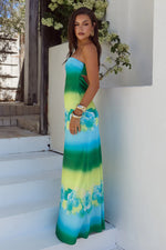 Load image into Gallery viewer, Celeste Strapless Maxi Dress - Nadia Lime Ombré

